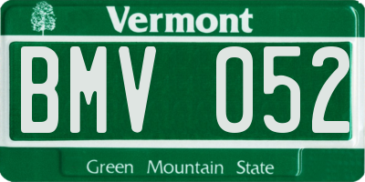 VT license plate BMV052