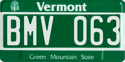 VT license plate BMV063