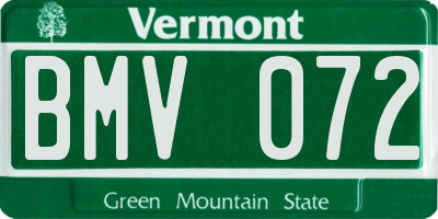 VT license plate BMV072