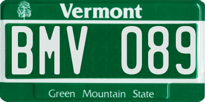 VT license plate BMV089