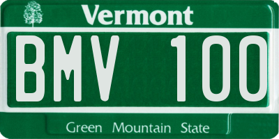 VT license plate BMV100