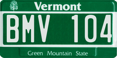 VT license plate BMV104