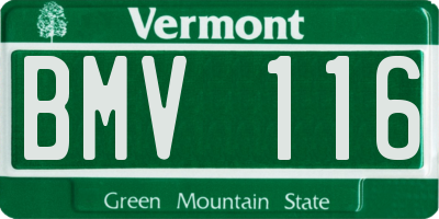 VT license plate BMV116