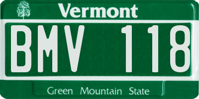 VT license plate BMV118