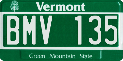 VT license plate BMV135
