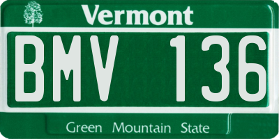 VT license plate BMV136
