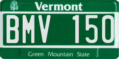 VT license plate BMV150