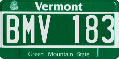 VT license plate BMV183