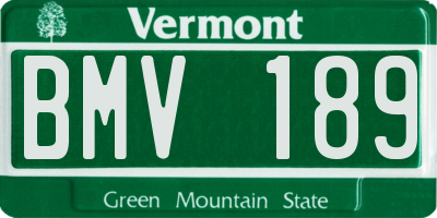 VT license plate BMV189