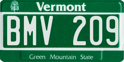 VT license plate BMV209