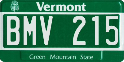VT license plate BMV215