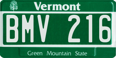 VT license plate BMV216