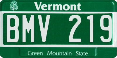 VT license plate BMV219