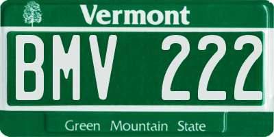 VT license plate BMV222