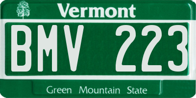 VT license plate BMV223