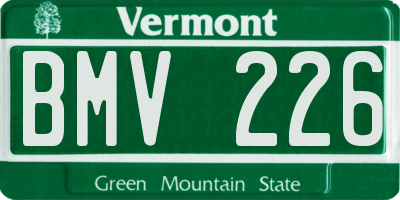 VT license plate BMV226