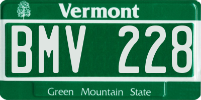 VT license plate BMV228