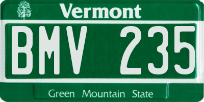 VT license plate BMV235