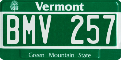 VT license plate BMV257