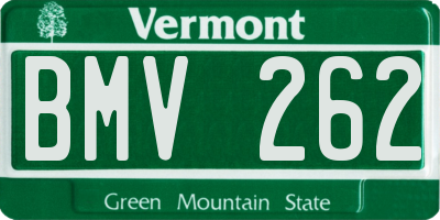 VT license plate BMV262