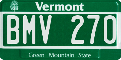VT license plate BMV270