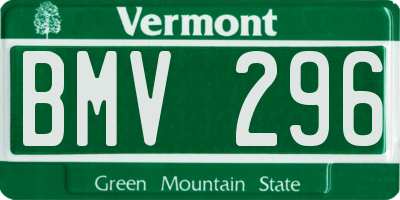 VT license plate BMV296