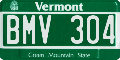 VT license plate BMV304
