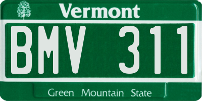 VT license plate BMV311