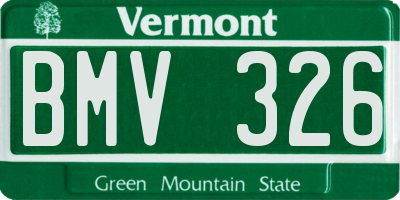 VT license plate BMV326