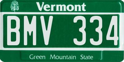 VT license plate BMV334