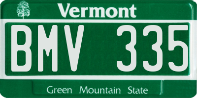 VT license plate BMV335