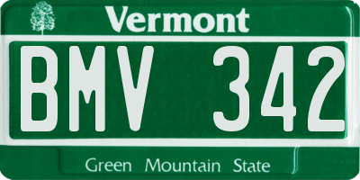 VT license plate BMV342