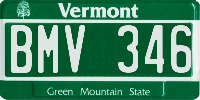 VT license plate BMV346
