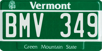 VT license plate BMV349
