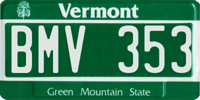 VT license plate BMV353