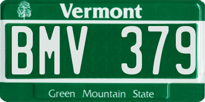 VT license plate BMV379