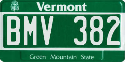 VT license plate BMV382