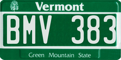VT license plate BMV383