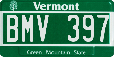 VT license plate BMV397