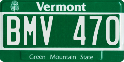 VT license plate BMV470