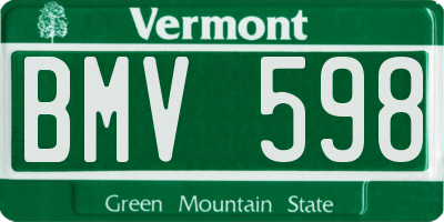 VT license plate BMV598