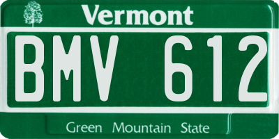 VT license plate BMV612