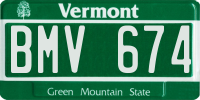 VT license plate BMV674