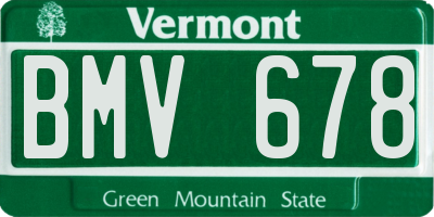 VT license plate BMV678