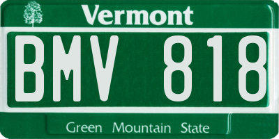 VT license plate BMV818