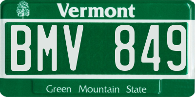VT license plate BMV849