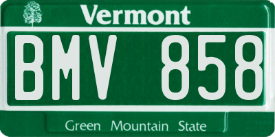 VT license plate BMV858
