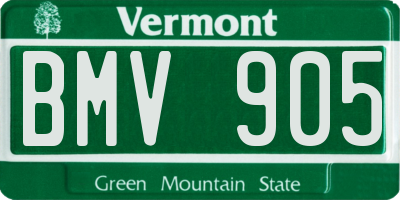 VT license plate BMV905
