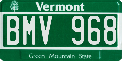 VT license plate BMV968