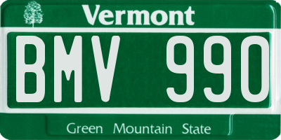 VT license plate BMV990